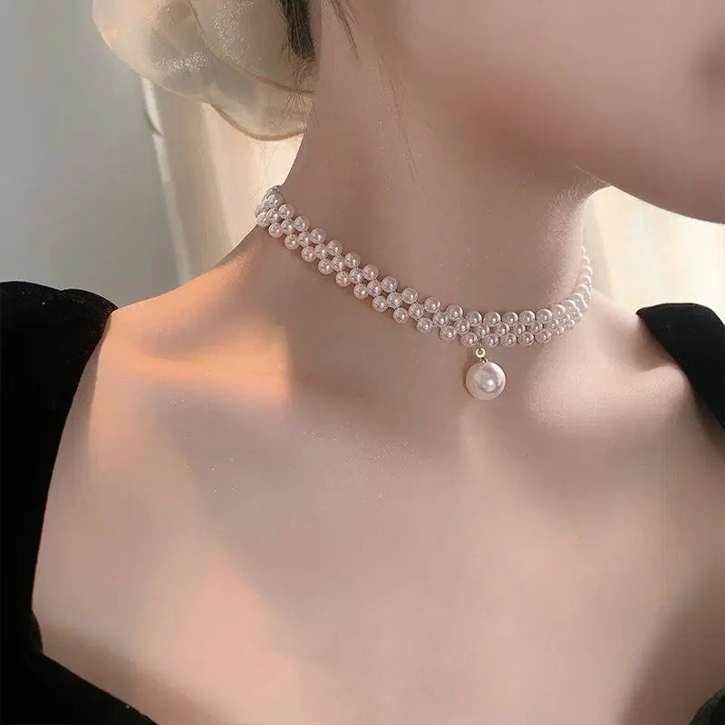 1 Pc Pearl Stone Choker For Women And Girls