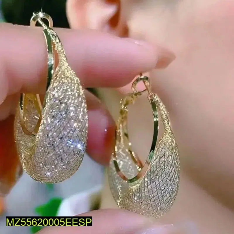 Beautiful Mesh & Zircone Drop Earrings